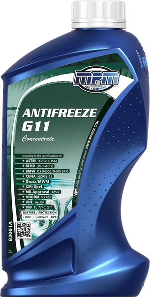 Охолоджуюча рідина MPM Antifreeze G11 Concentrate 1 л 83001A фото
