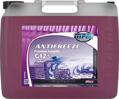 Охолоджуюча рідина MPM Antifreeze Prem.Longlife G12+Concentrate 20л 86020A фото