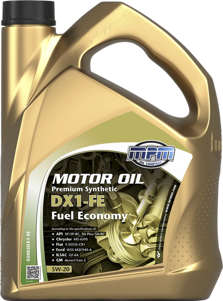 Олива MPM 5W-20 Premium Synthetic DX1 Fuel Economy 5л. 05005DX1-FE фото